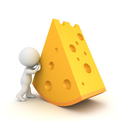 3D Character pushing giant cheese
