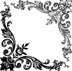 Vector image of the vintage floral corners