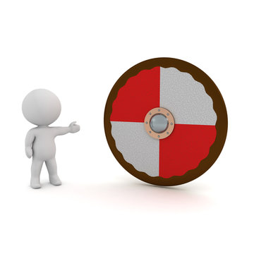 3D Character showing viking shield