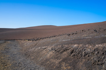 Fototapeta na wymiar Spain, Lanzarote, Red volcanic mount in timanfaya volcano landscape in national park