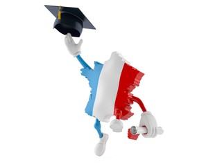 France character throwing mortar board