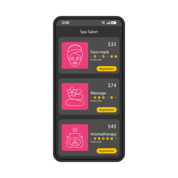 Beauty salon smartphone interface vector template