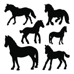 Black silhouette of horse on a white background