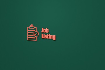Obraz premium Illustration of Job Listing with red text on green background