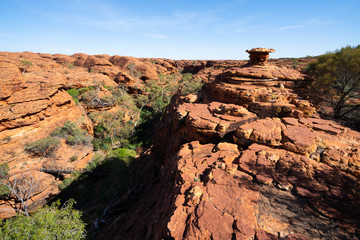 Kings canyon scenic panorama with huge cliffs during the Rim walk in outback Australia