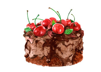 Watercolor drawing of the cake.