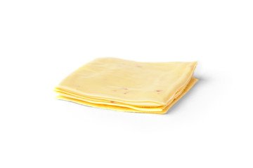 Sliced cheese isolated on white background. 