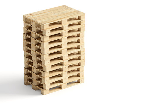 Kleiner gerader Stapel Europaletten Holzpaletten - neutraler Hintergrund