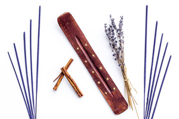 lavender fragrance diffuser for air freshness on white background top view