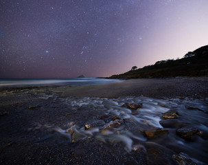 Fototapeta na wymiar Wembury Bay at Night