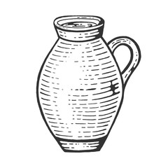 Jug with milk sketch engraving vector illustration. Scratch board style imitation. Black and white hand drawn image.