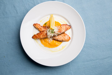 Meat and fish appetizer for lunch. Balkan cuisine