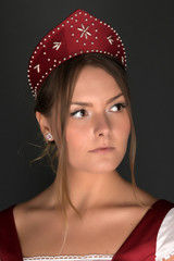 Beautiful woman portrait in russian style.