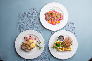 Salad, side dish. Concept table setting. Balkan cuisine