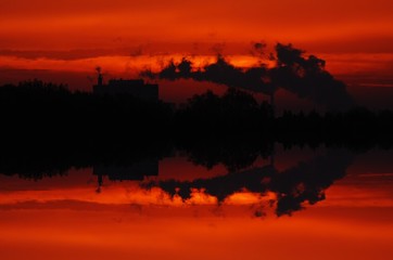 Morning Twilight Sky, Symmetrical Impressions from Berlin Spandau from November 28, 2010, Germany