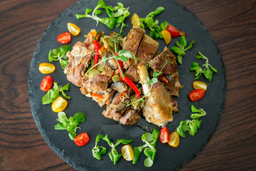 Baked meat: chicken, pork, beef, lamb. Proper diet