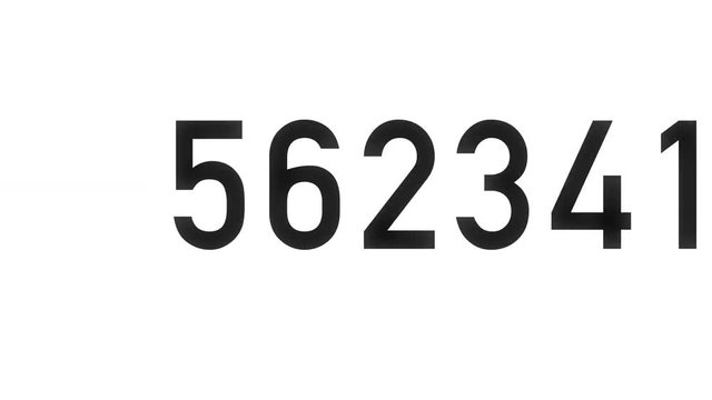 Loopable: Exponential growth concept. Sliding digits of number growing faster and faster according to exponential law. Black digits on white background.