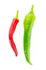 two vertical pods of hot pepper red green vertical big small culinary background design