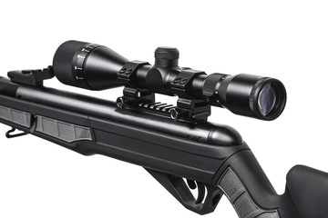 pneumatic rifle iwith telescopic sight solated on white
