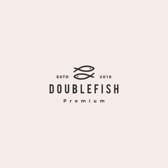 doodle double fish logo vector icon illustration