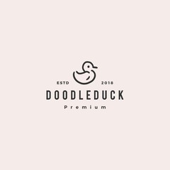 Obraz premium doodle duck logo vector icon illustration