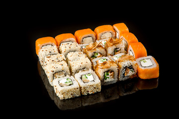 set of rolls of fish. Japanese food