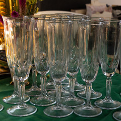 high thin glass set champagne celebration transparent design background