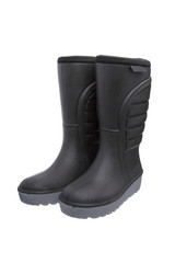 warm rubber boots with tractor soles isolated on white back
