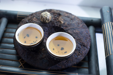 poured tea on a stand