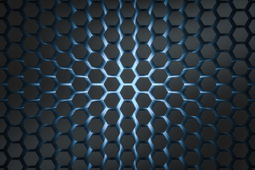 3d rendering, dark hexagonal background, sci-fi background