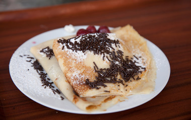 palacsinta is a common desert crepe found throughout Hungary.
