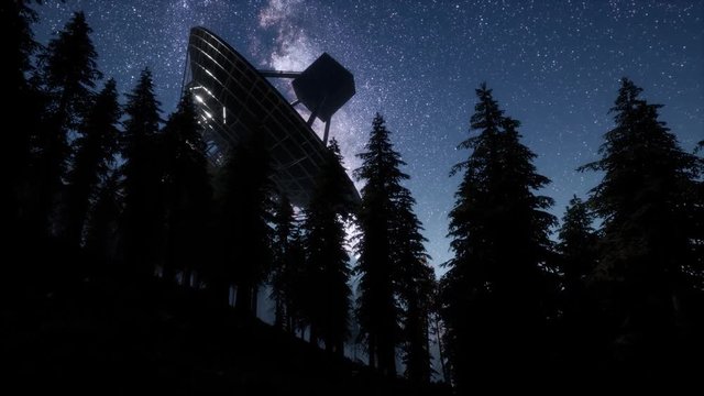 astronomical observatory under the night sky stars. hyperlapse