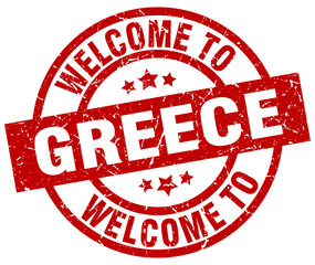 welcome to Greece red stamp