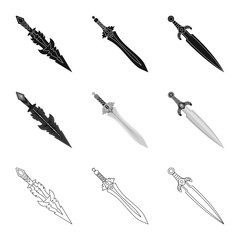 Isolated object of game  and armor  icon. Set of game  and blade  stock symbol for web.