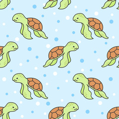 Cute turtle Seamless Pattern Background