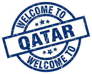 welcome to Qatar blue stamp