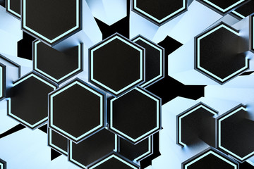 3d rendering, dark hexagonal background, sci-fi background