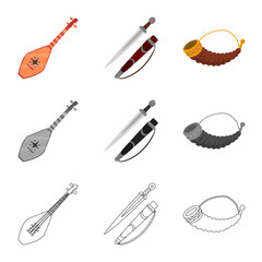 Isolated object of culture and sightseeing icon. Set of culture and originality stock symbol for web.