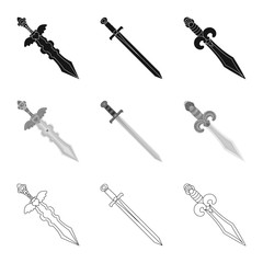 Isolated object of game  and armor  logo. Collection of game  and blade  stock vector illustration.