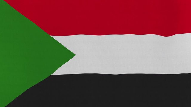 Loopable: Flag of Sudan...Sudanese official flag gently waving in the wind. Highly detailed fabric texture for 4K resolution. 15 seconds loop.