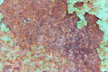 abstract background,rusty metal texture with green paint residue