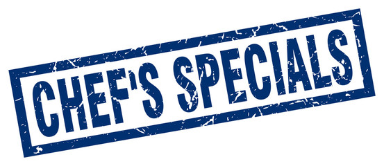 square grunge blue chef's specials stamp