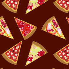 Pattern pizza on a dark background. Menu design, cafe, fast food, food court.