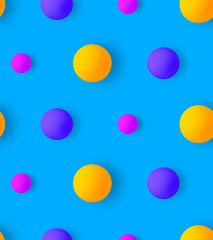 Colorful seamless pattern with 3D sphere. Trendy design. Vector