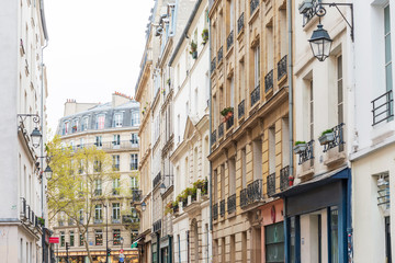 Fototapeta premium PARIS, FRANCE - MARCH 31, 2019: Antique building view in Paris city, France.