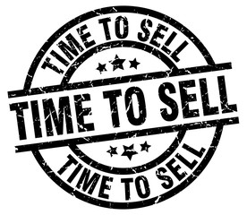 time to sell round grunge black stamp