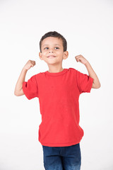 Arab child standing on white background