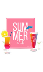 Summer sale design, Hot summer sale template banner - voucher discount.Vector illustration template. - Vector