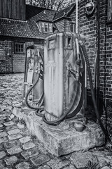Retro Petrol Pumps Angled Composition Mono