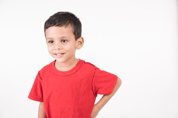 Arab child standing on white background